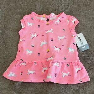 Carter’s Baby Girls Unicorn Top Sz 6 Months 4/$16